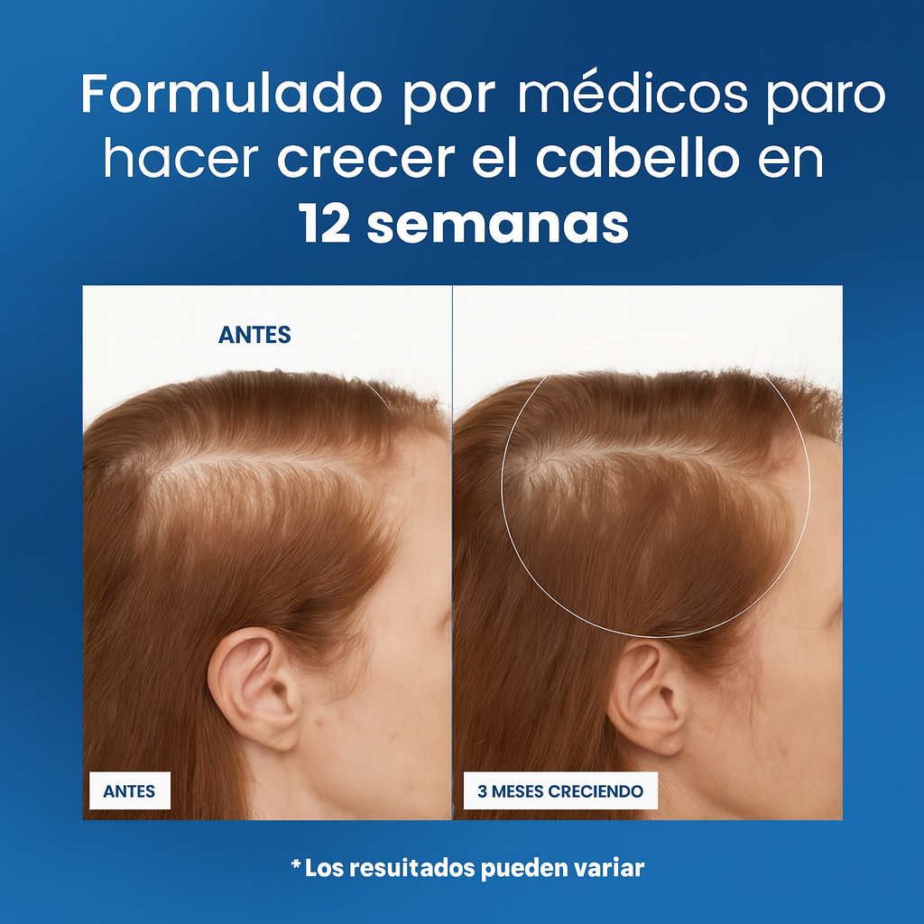 Cabello con densidad recuperada después de usar Crownix Roll-On